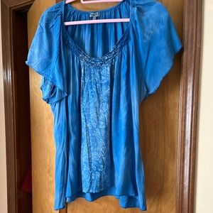 1X blue and silver top by one world